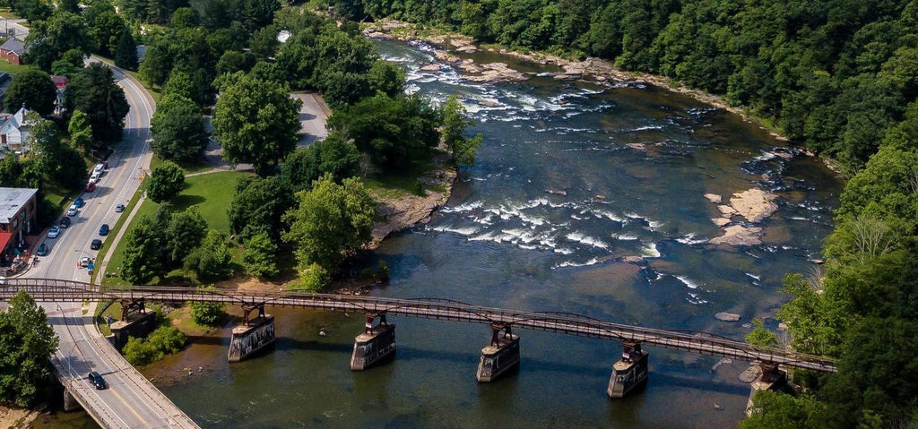 An overhead view of Ohiopyle, PA