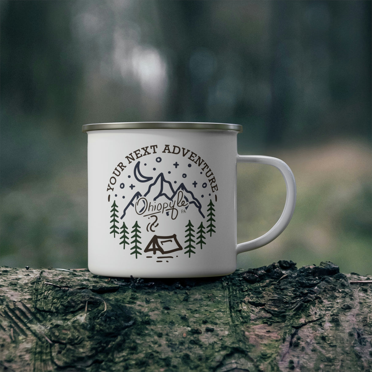 An Ohiopyle State Park Enamel Mug