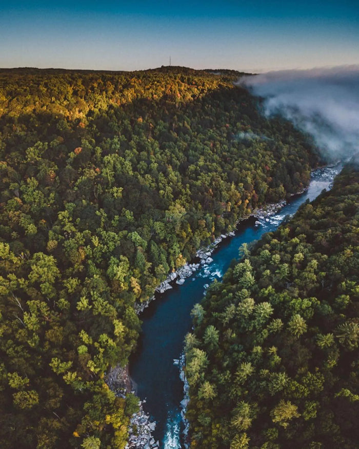 A view of the Youghiogheny River as seen from the Great Allegehny Passage Loop Trail