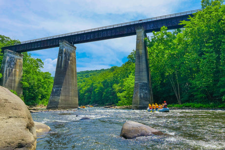 A view of the Youghiogheny River in Ohiopyle State Park during winter