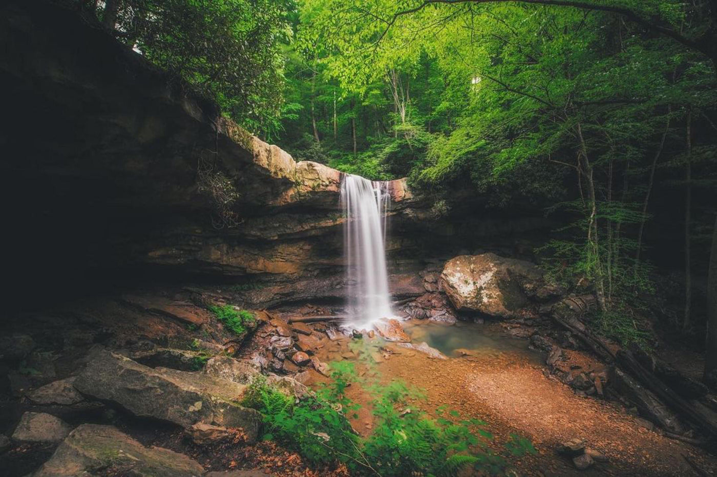 A long exposure of Cucumber Falls in the Summer