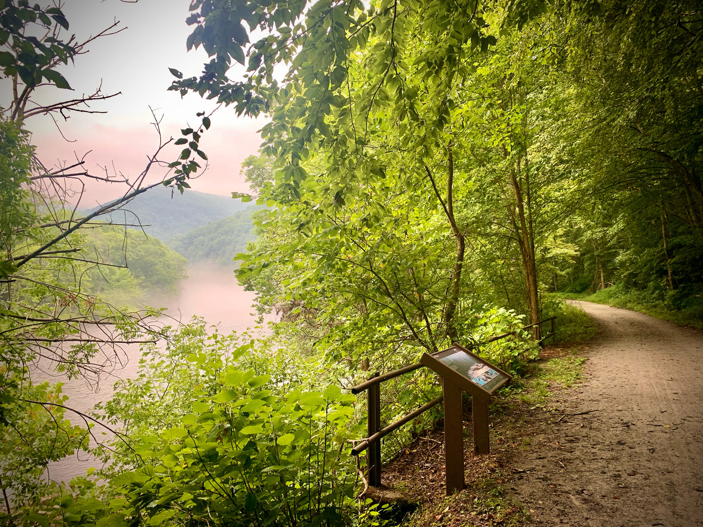 The Great Allegheny Passage Trail in summer along the Youghiogheny River