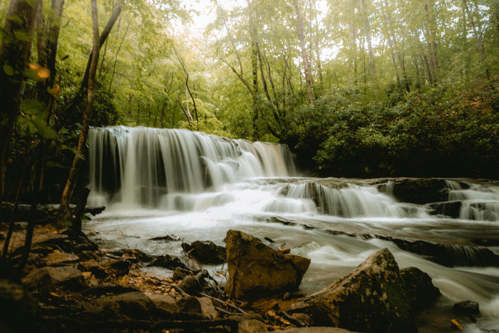 A long exposure of a waterfall along the  Jonathan Run Falls trail