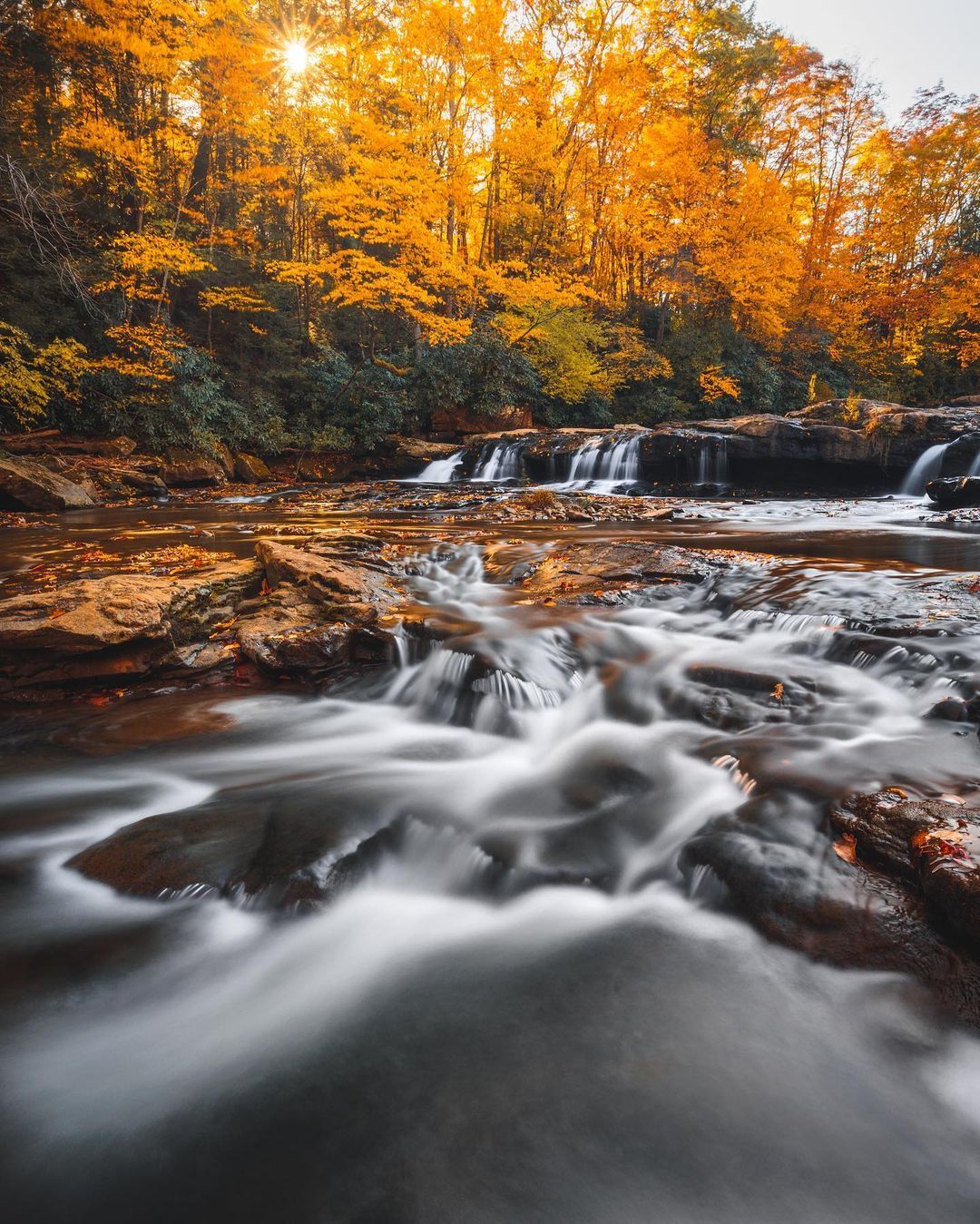 A long exposure of Meadow Run during fall